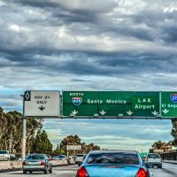 Exit signs in 405 freeway in Los Angeles Exit signs in 405 freeway in Los Angeles