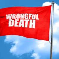 a-red-flag-with-bold-white-letters-saying-wrongful-death-waves-against-a-blue-sky-with-scattered-clouds